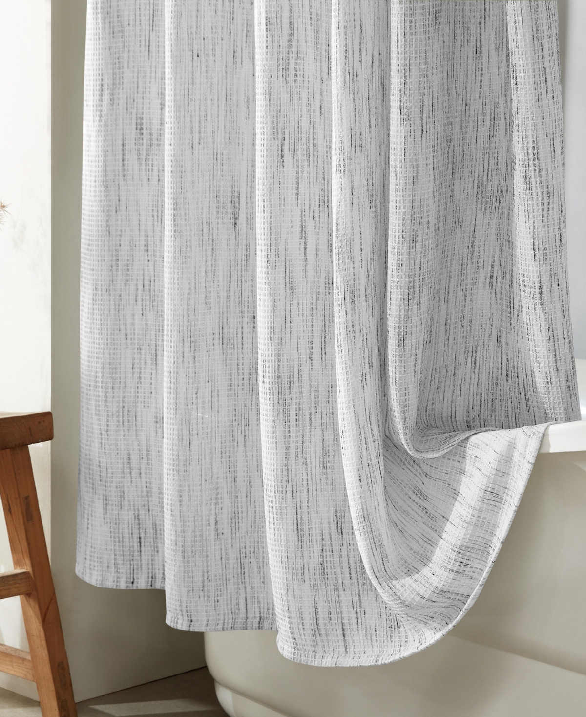 CALVIN KLEIN SPECKLED WAFFLE SHOWER CURTAIN, 70" X 72" 