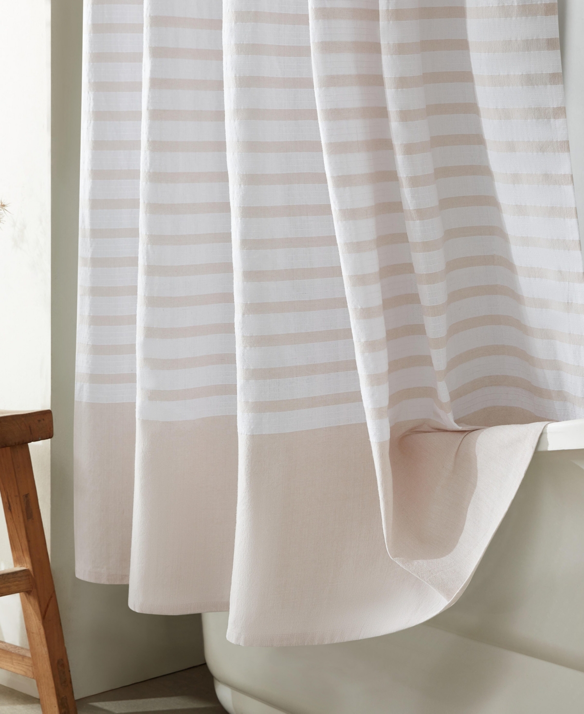 Calvin Klein Modern Stripe Shower Curtain, 70" X 72" In Nude Pink