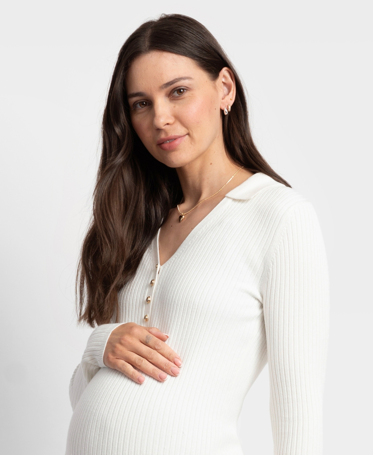 SERAPHINE WOMEN'S RIB KNIT COLLAR DETAIL TOP 