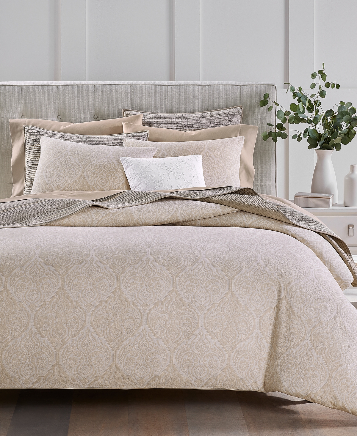 Charter Club Ogee Floral 3-pc. Comforter Set, Full/queen, Exclusively At Macy's In Khaki
