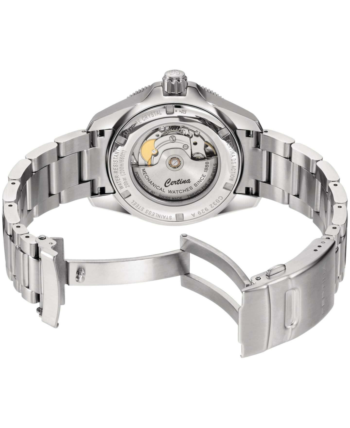 Мужские часы Certina Swiss Automatic DS Action GMT Powermatic 80 Stainless Steel Bracelet Watch 41mm — фото 4