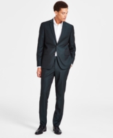Nick Graham Men's Slim-Fit Windowpane Check Suit - Olive