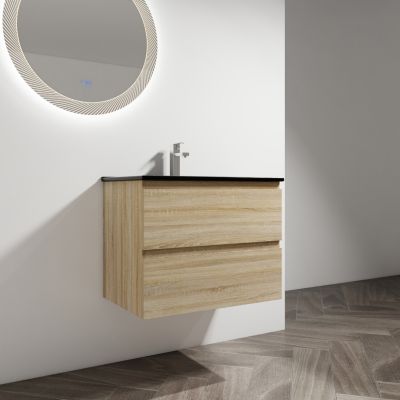 Streamdale 30" Wood Grain Vanity with Black Ceramic Sink & Soft-Close Drawers