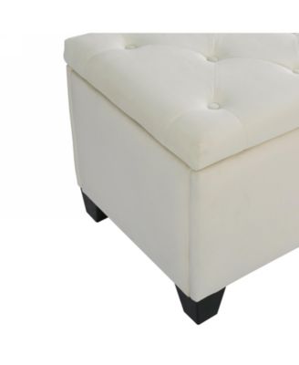Streamdale Beige Velvet Ottoman Entryway/Bedroom/Living Room