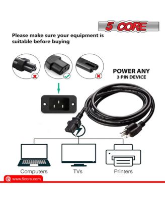 6 Feet 2 Pieces 3 Prong Replacement AC Wall Power Cord for LCD Computer Monitor Premium Quality Copper Wire PC 1001 2 Pcs