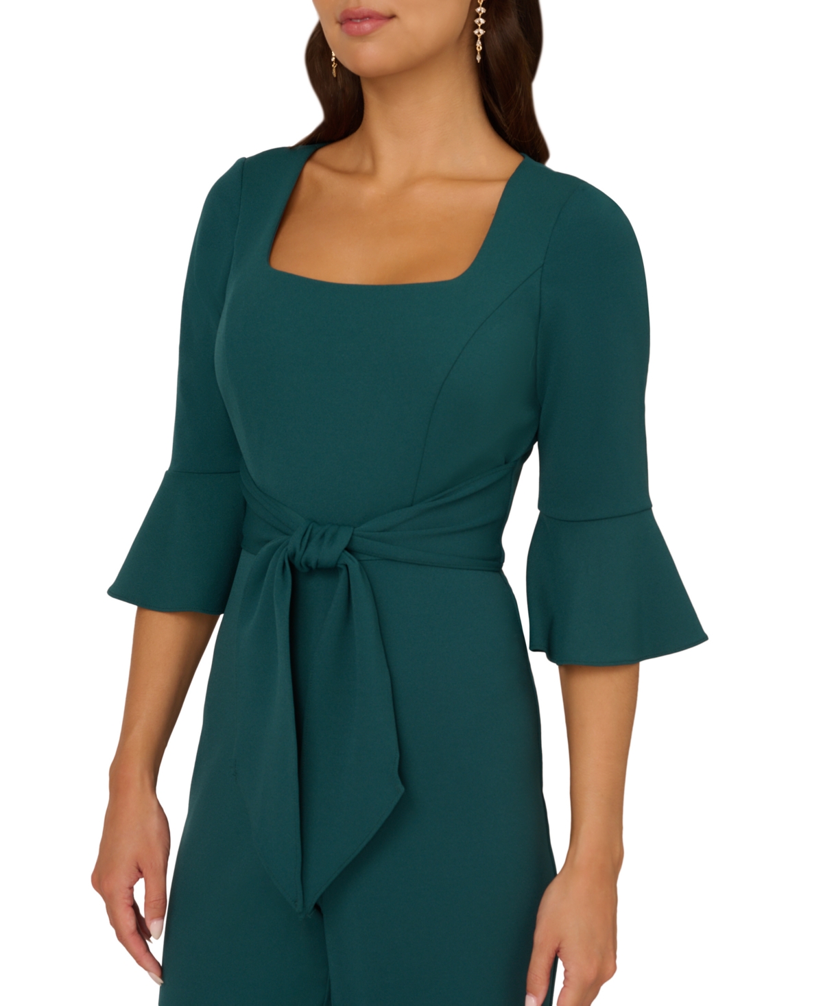 Adrianna Papell Women's Tie-Front Bell-Sleeve Jumpsuit