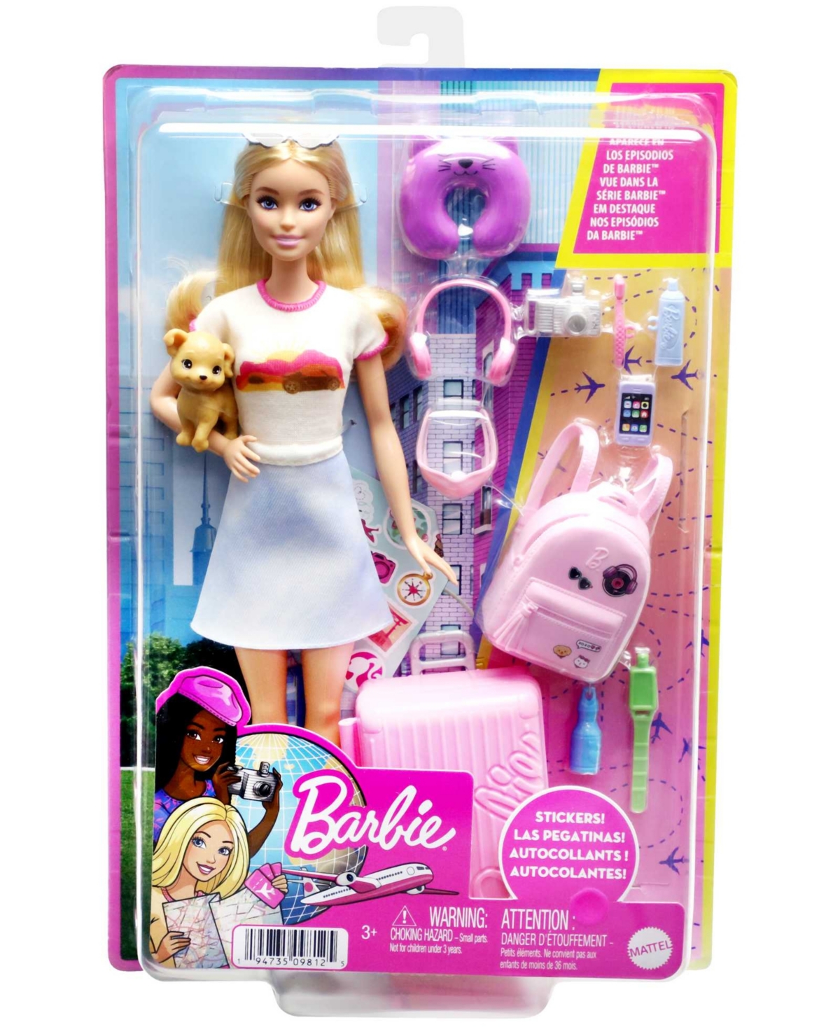 Barbie Doll and Accessories, Travel Set with Puppy - Multi-Color