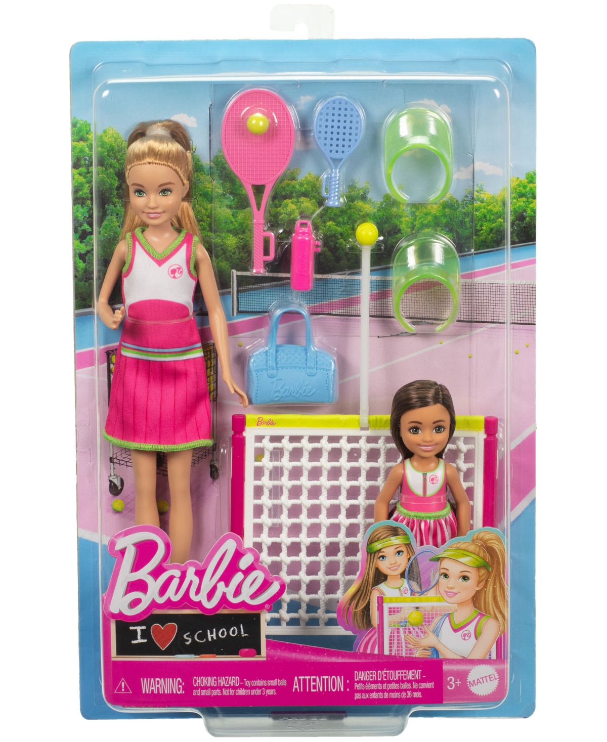 Barbie Stacie Chelsea Tennis Playset With 2 Dolls, Net 5+ Accessories, Moving Ball Action In Multi-color