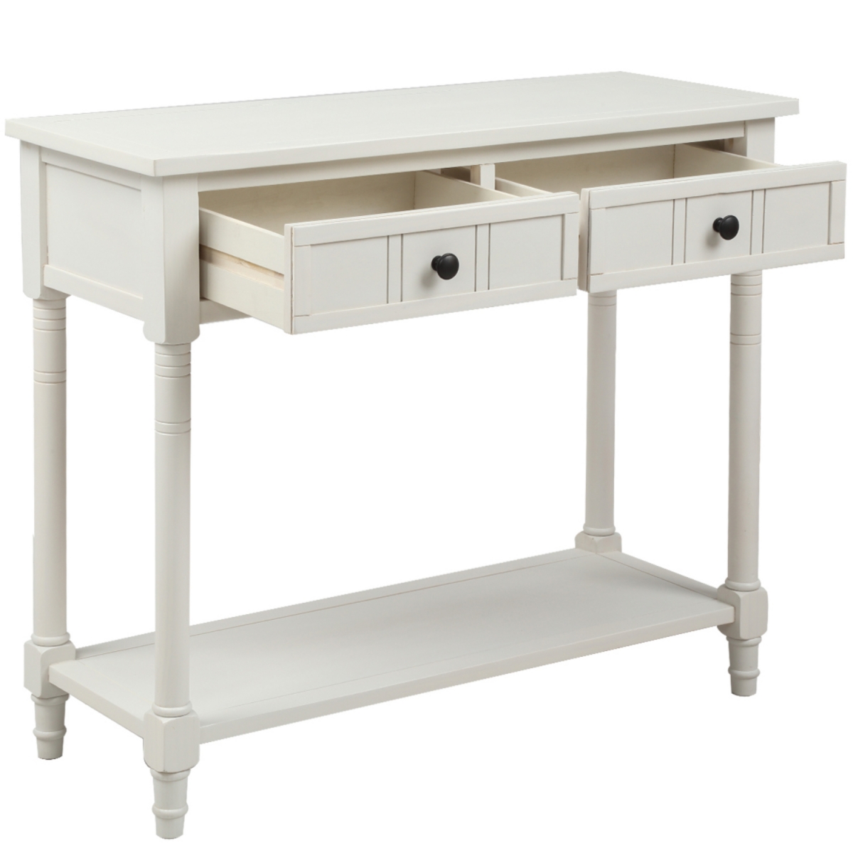 Simplie Fun Daisy Series Console Table Traditional Design With Two Drawers And Bottom Shelf (Ivory)