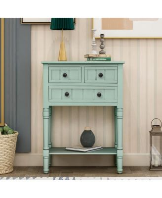 Simplie Fun Narrow Console Table, Slim Sofa Table With Three Storage Drawers And Bottom Shelf