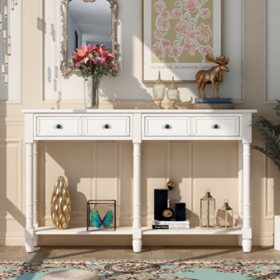 Simplie Fun Console Table Sofa Table Easy Assembly With Two Storage Drawers And Bottom Shelf