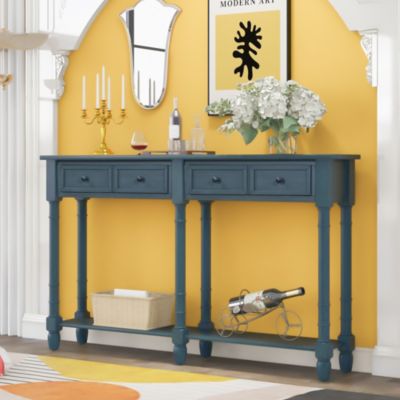 Simplie Fun Console Table Sofa Table Easy Assembly With Two Storage Drawers And Bottom Shelf