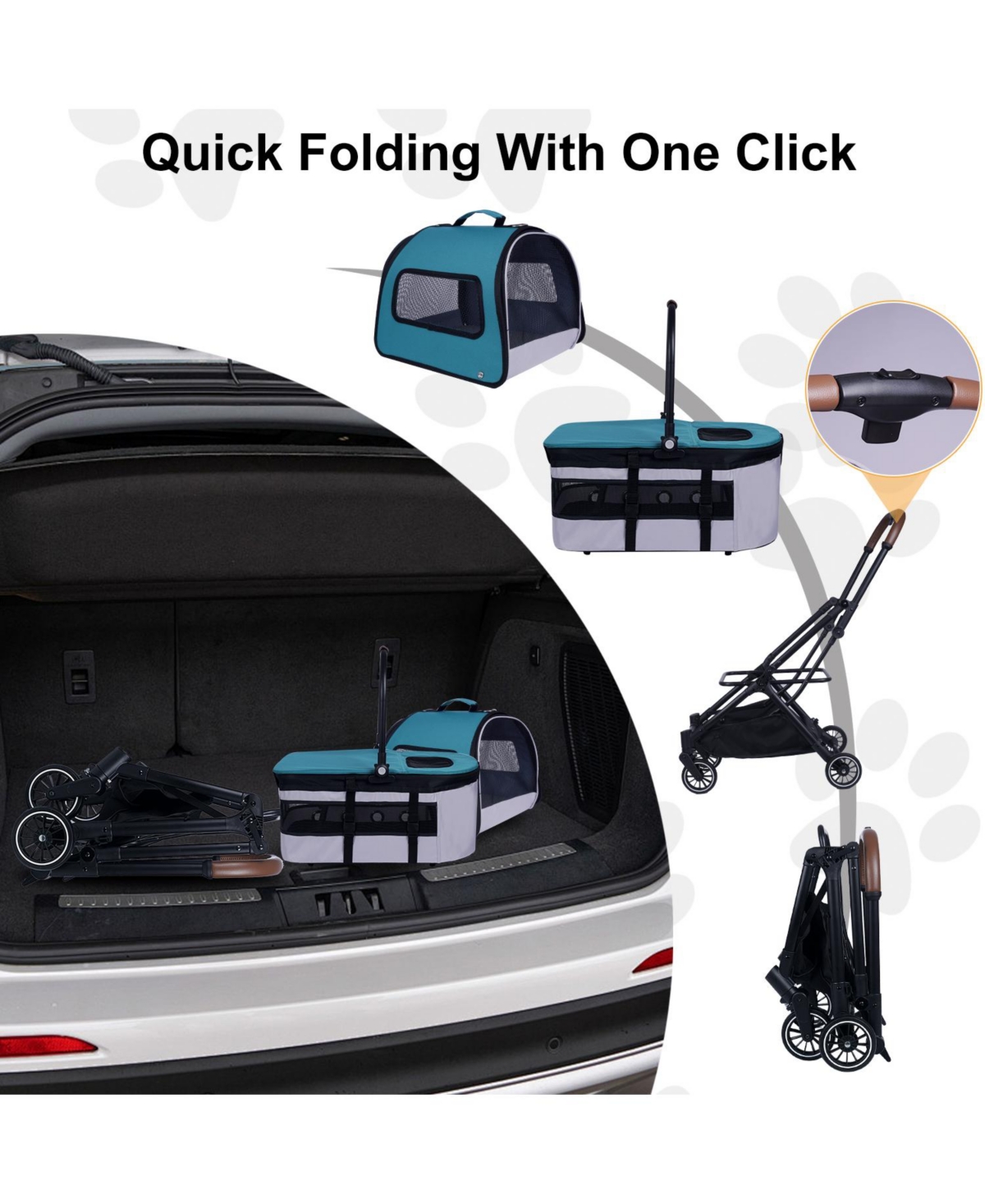Streamdale Furniture Pet Stroller with 3 Functions Breathable Air Vents for Comfort and Cooling