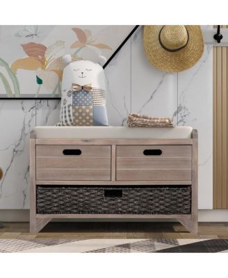 Streamdale Fully Assembled Shoe Bench with Storage and Basket