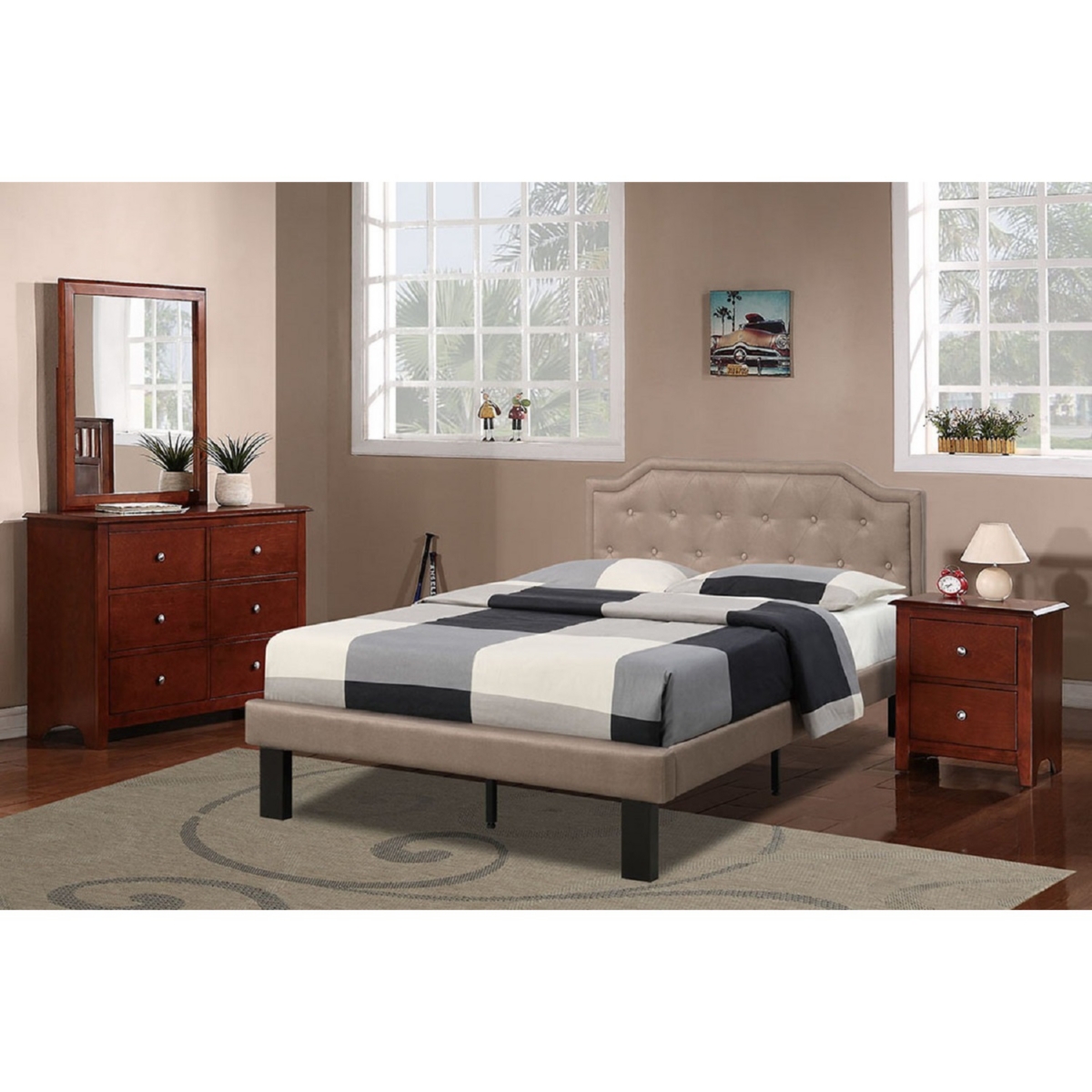 Streamdale Furniture Selma Nightstand With 2 Drawers Storage Finish - Brown