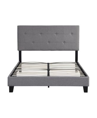 Modern Linen Upholstered Platform Bed Frame