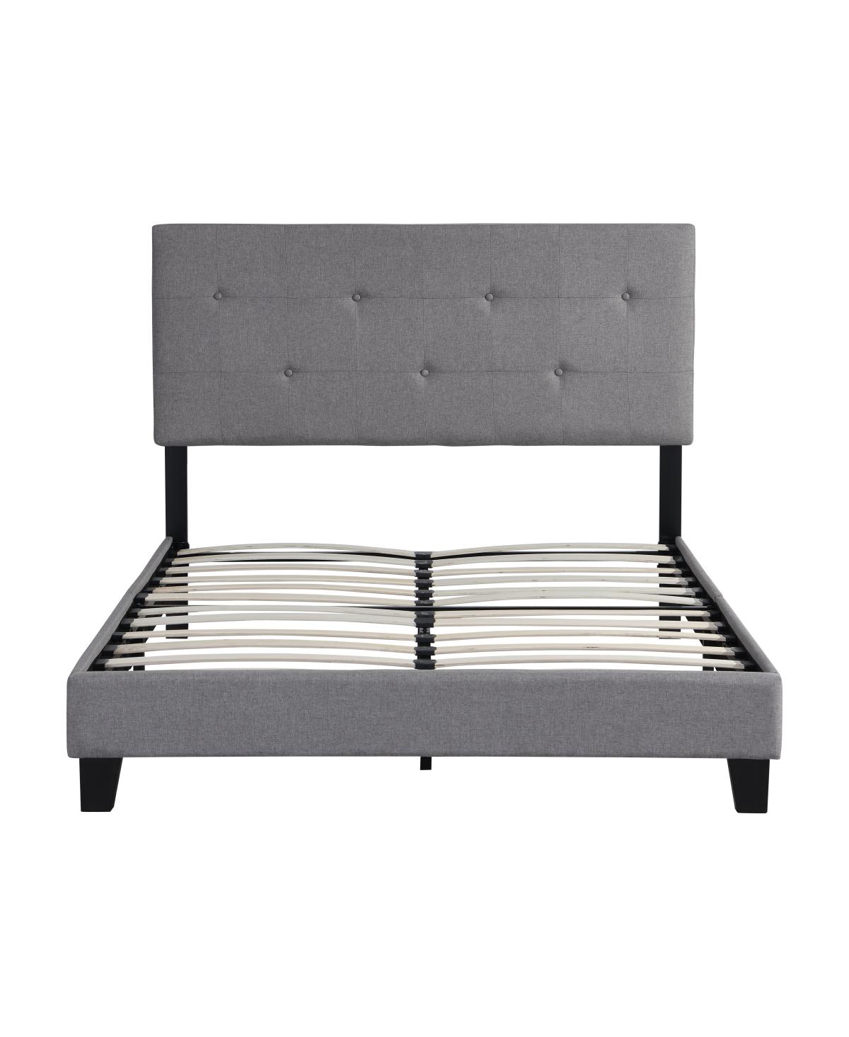 Streamdale Furniture Full Size Upholstered Platform Bed Frame With Modern Button Tufted Linen Fabric Headboard