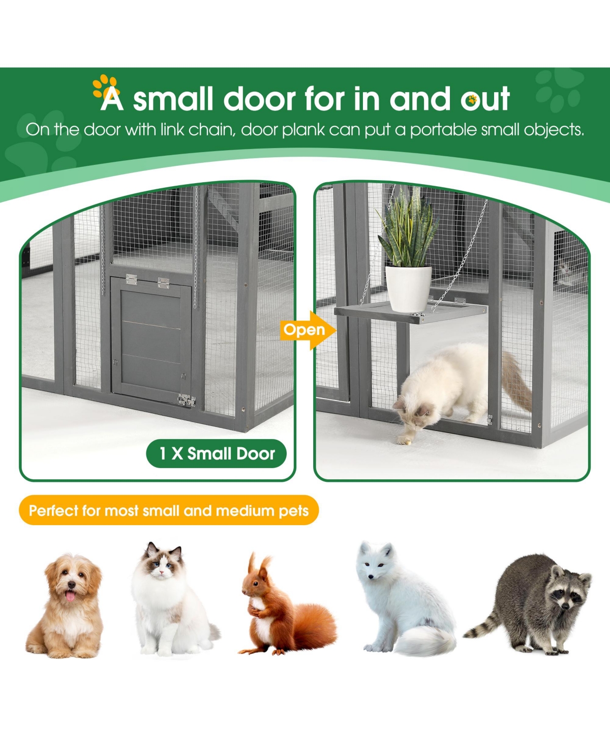 Streamdale Furniture Spacious Outdoor Cat Enclosure with Uv Protection and Play Areas