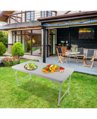 Streamdale 4FT Foldable Rattan Table, Portable & Durable