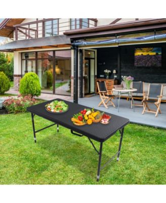 Streamdale 4FT Foldable Rattan Table, Portable, Waterproof, Stable