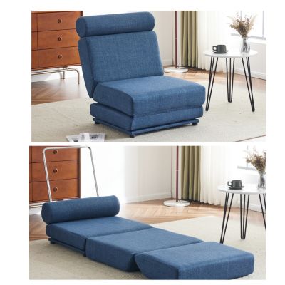 Foldable Sofa Bed with Pillow, Portable, Breathable Linen