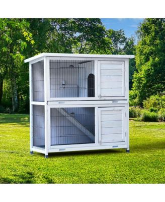 Streamdale 2-Story Outdoor Rabbit Hutch with Run & Removable Trays