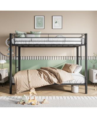 Heavy Duty Twin Over Twin Metal Bunk Bed with Shelf
