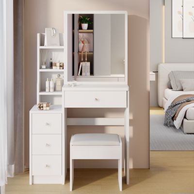  Small Space Vanity Set with Mirror & Stool