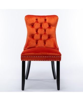 Modern Velvet Upholstered Dining Chair Set, Orange