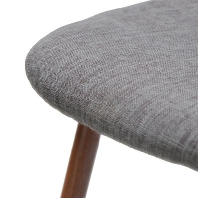 Two Light Grey Fabric Dining Chairs with Iron Legs