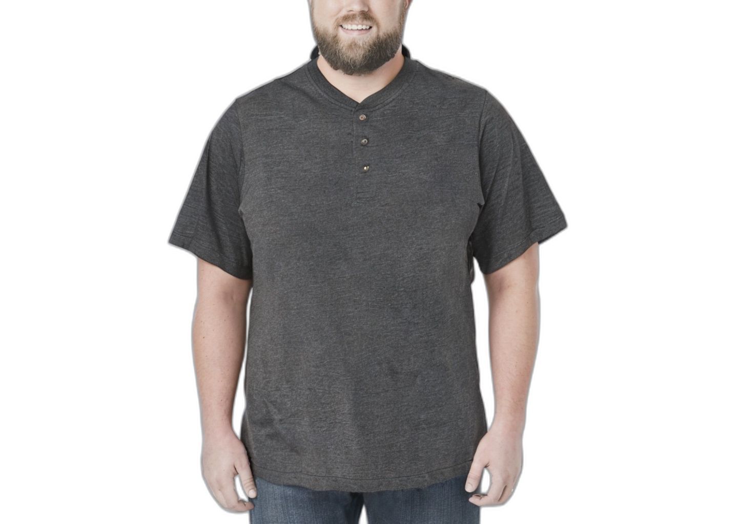 Мужская рубашка Boulder Creek by KingSize Heavyweight Longer-Length Short-Sleeve Henley, цвет: Чёрный — фото 1