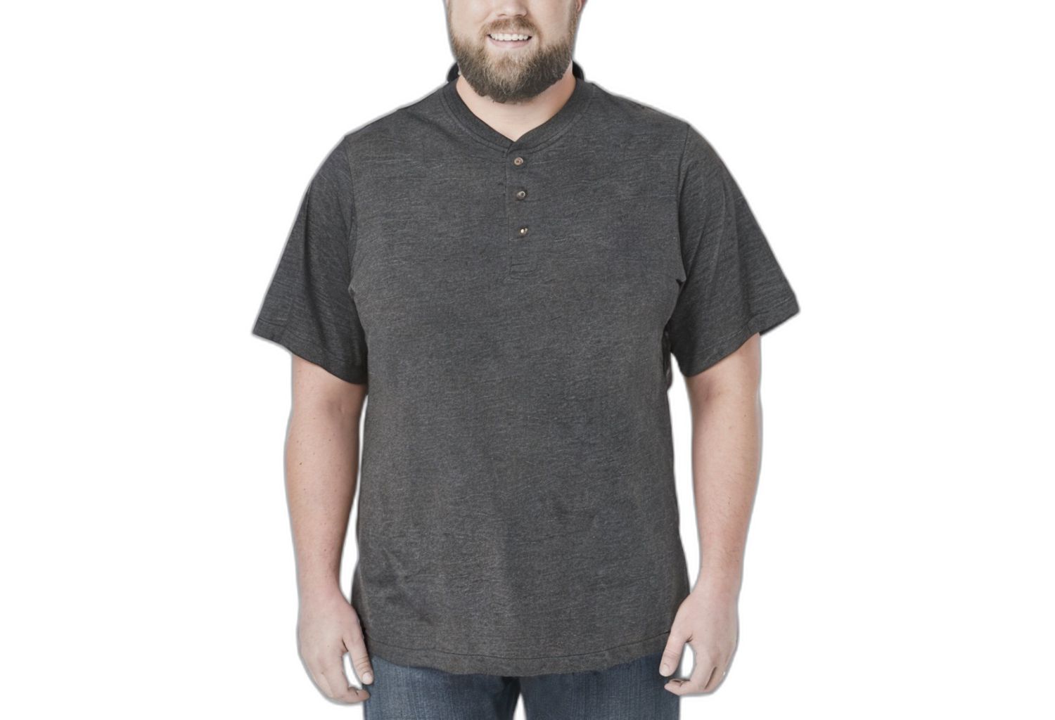 Men's by KingSize Heavyweight Longer-Length Short-Sleeve Henley Shirt