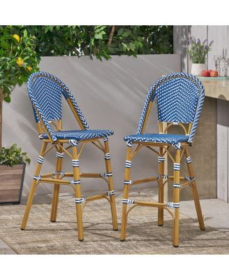 Streamdale Sleek Aluminum Bistro Barstools with Durable Poly Rattan Weave