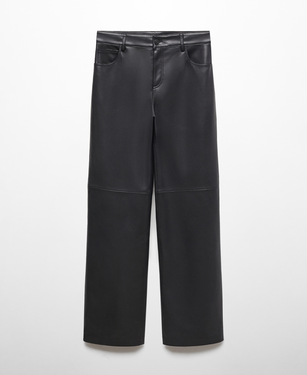 Mango High Waist Straight Leg Faux Leather Pants In Black