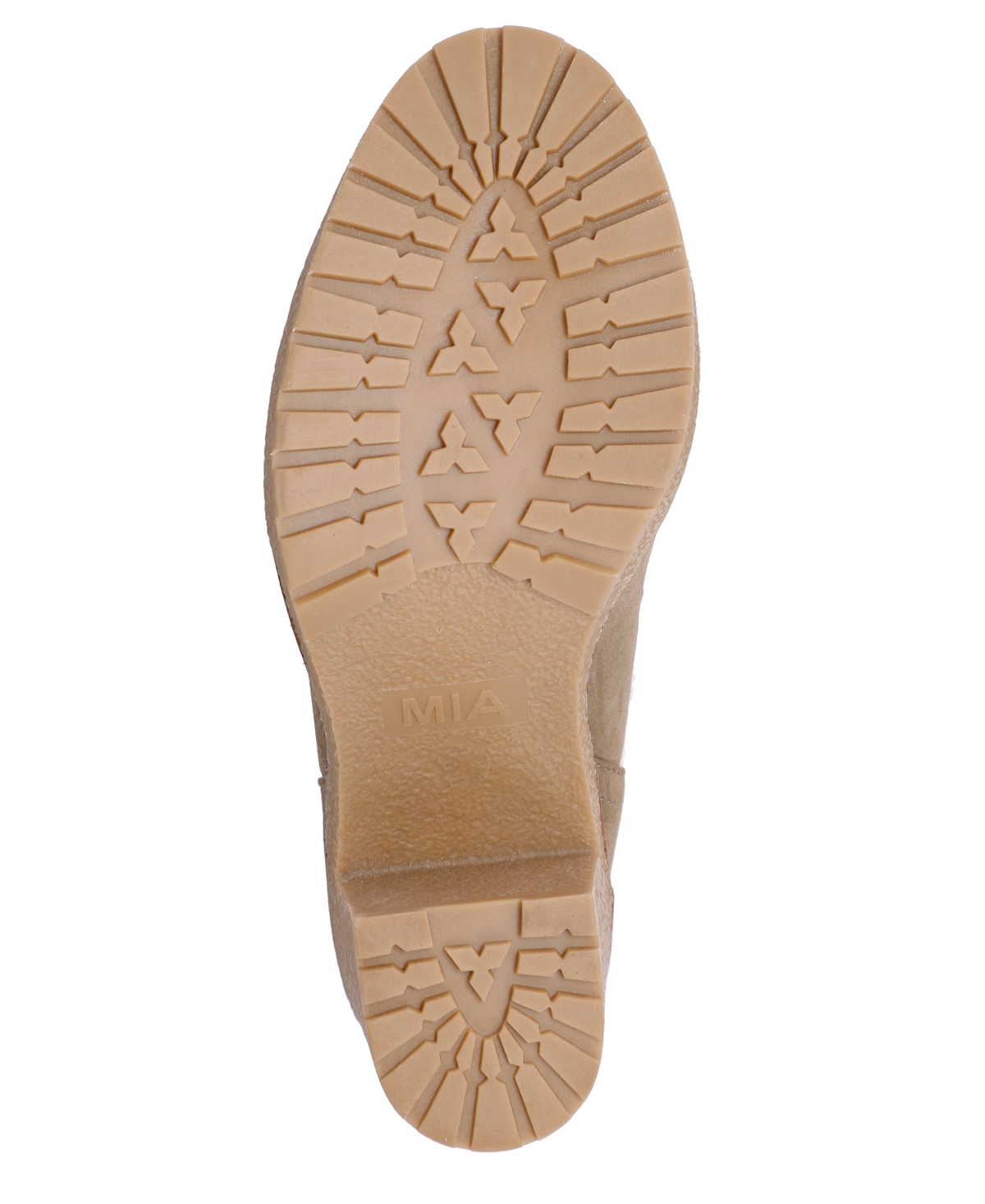 Mia Women's Holiday Cold Weather Sherpa Lace Up Block-heel Booties In Khaki,off-white