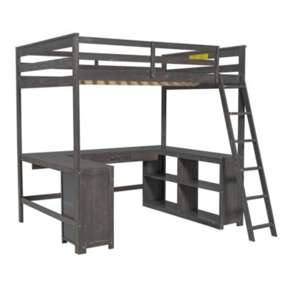 U-Shape Desk Storage Loft Bed - Full