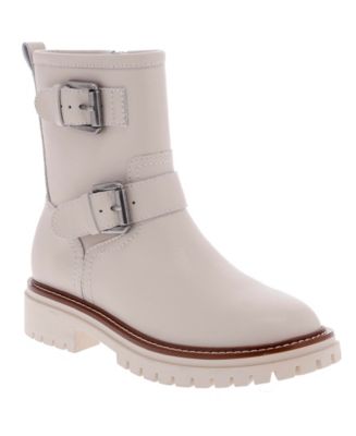 MIA Women's Florence Water-Resistant Leather Buckle Lug Sole Moto