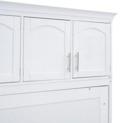 Streamdale Queen Size Murphy Bed Wall Bed with Top Cabinets, Gray