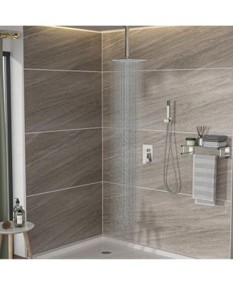 Ceiling Shower Set - 12 Inch Square Shower Set, Dual Shower Heads, Brushed Nickel