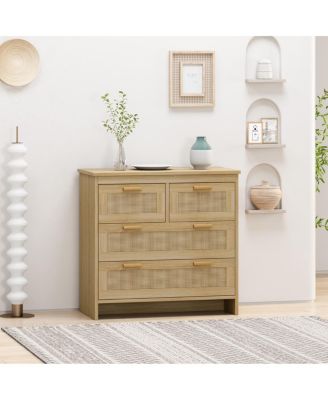 4-Drawer Rattan Cabinet for Home