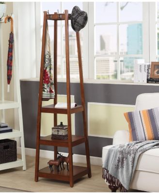 Coat Rack w/ 3-Tier Storage Shelves in Espresso Finish