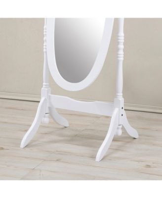 Streamdale Traditional Queen Anna Style Wood Floor Cheval Mirror, White Finish