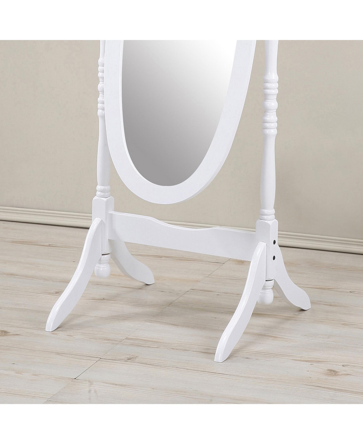 Streamdale Furniture Traditional Queen Anna Style Wood Floor Cheval Mirror,Finish - White