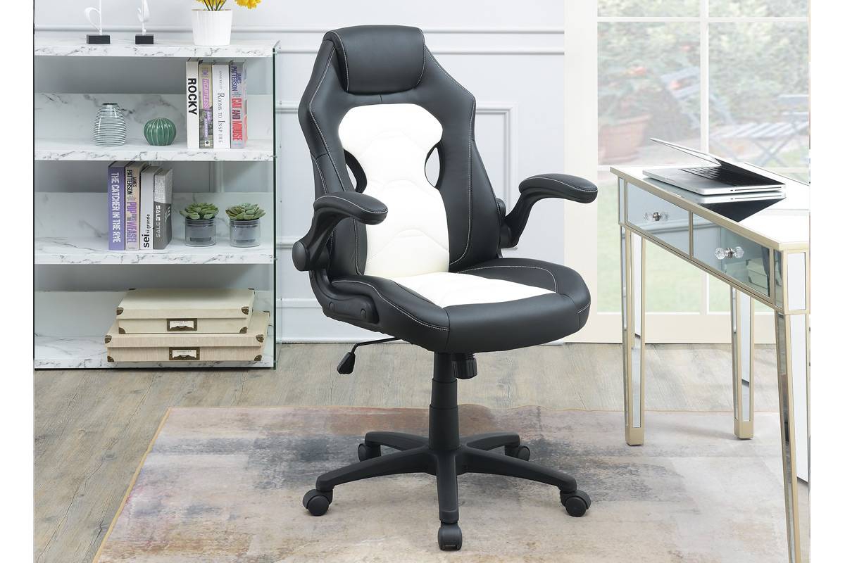 Streamdale Furniture Office Chair Upholstered Piece Comfort Chair Relax Gaming Office Chair Work Black And White Color