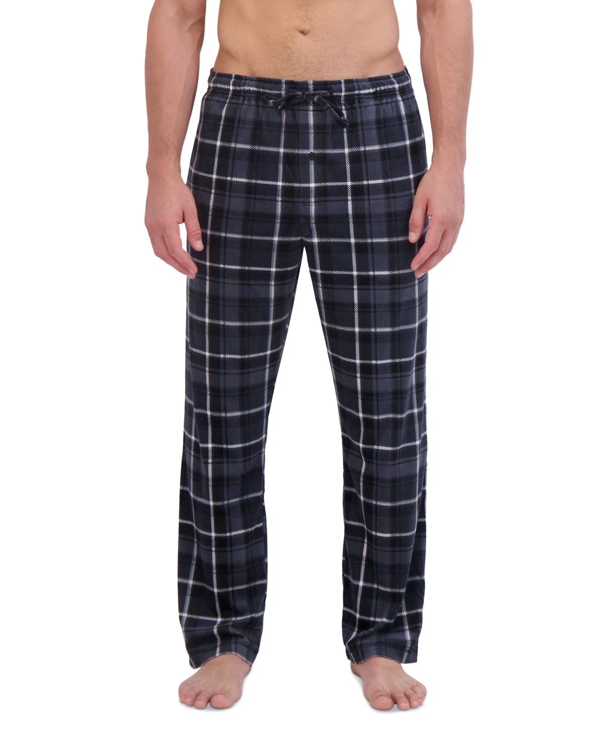 Men's Ultra Soft Plaid Brushed Fleece Pajama Pants - Grey/black