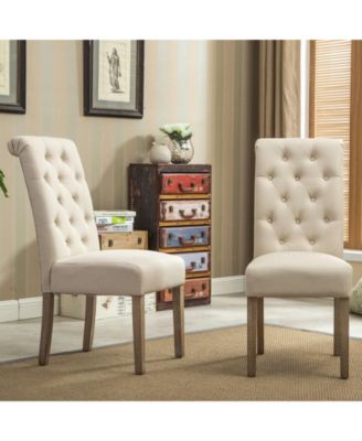 Set of 2 Solid Wood Tufted Parsons Dining Chair