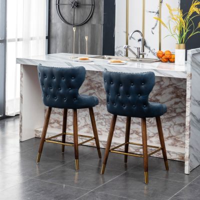 Streamdale Mid-Century Modern Suede-Like Counter Height Stools (Set of 2)