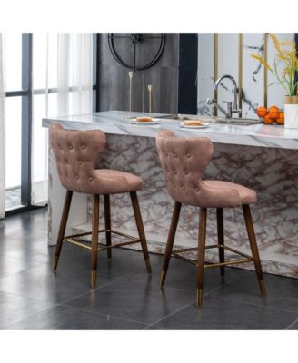 Wing-Back Suede-Like Counter Height Stools