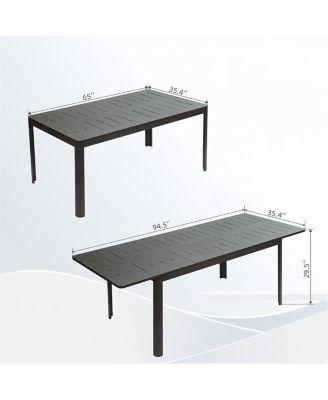 Outdoor Expandable Metal Table for 6-8 People