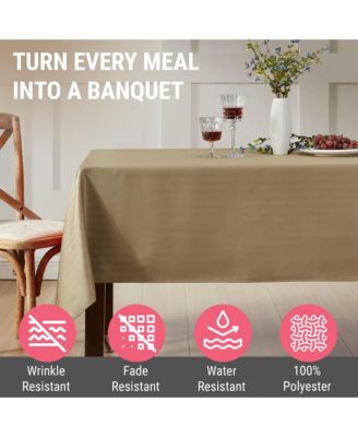 Lincoln Stripe Fabric Tablecloth for Rectangle Table, Advanced Water, Fade, Stain, and Wrinkle Resistance